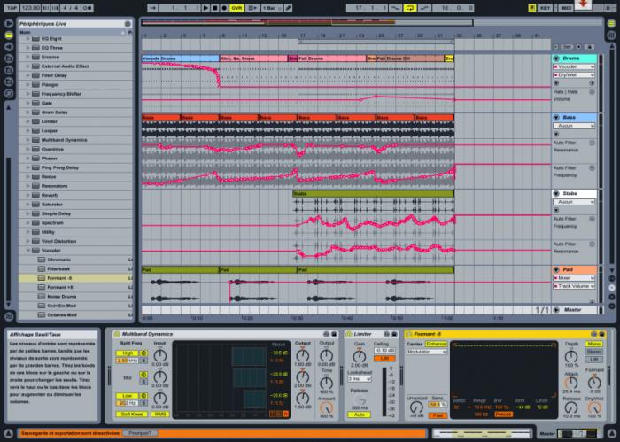 capture d'écran du logiciel de M.A.O Ableton